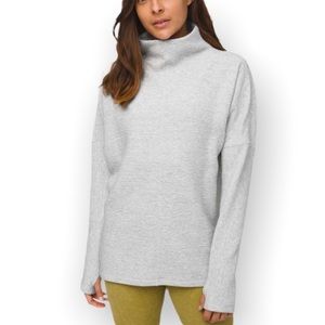 Lululemon Along The Way mock neck sweater Heather gray ribbed material
